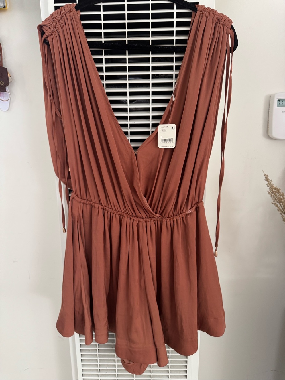 Free People Rust Brown Deep V Romper